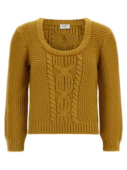 Saint Laurent Zweifarbige Wollstrickjacke