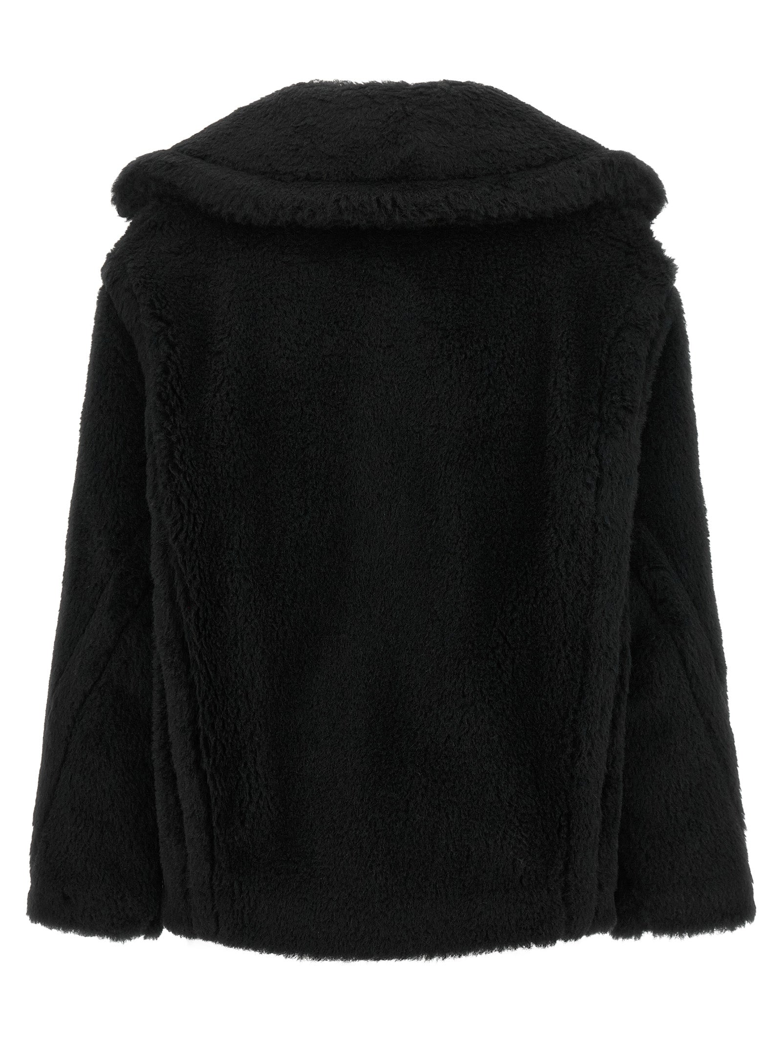 Max Mara Schwarzer Mantel aus Alpaka und Leder
