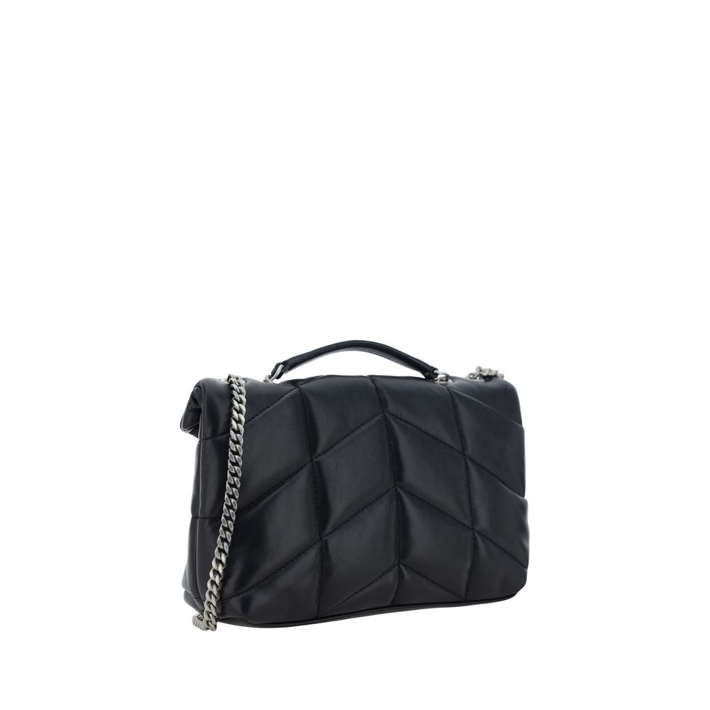 Saint Laurent Schwarze Lammleder Schultertasche Ovis Aries