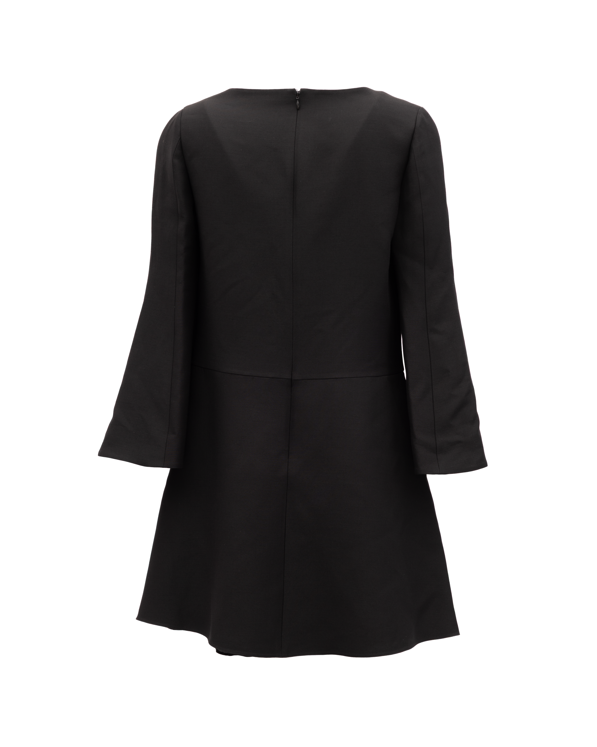 Valentino Garavani Schwarzes V-Ausschnitt-Kleid mit ausgestellten Ärmeln