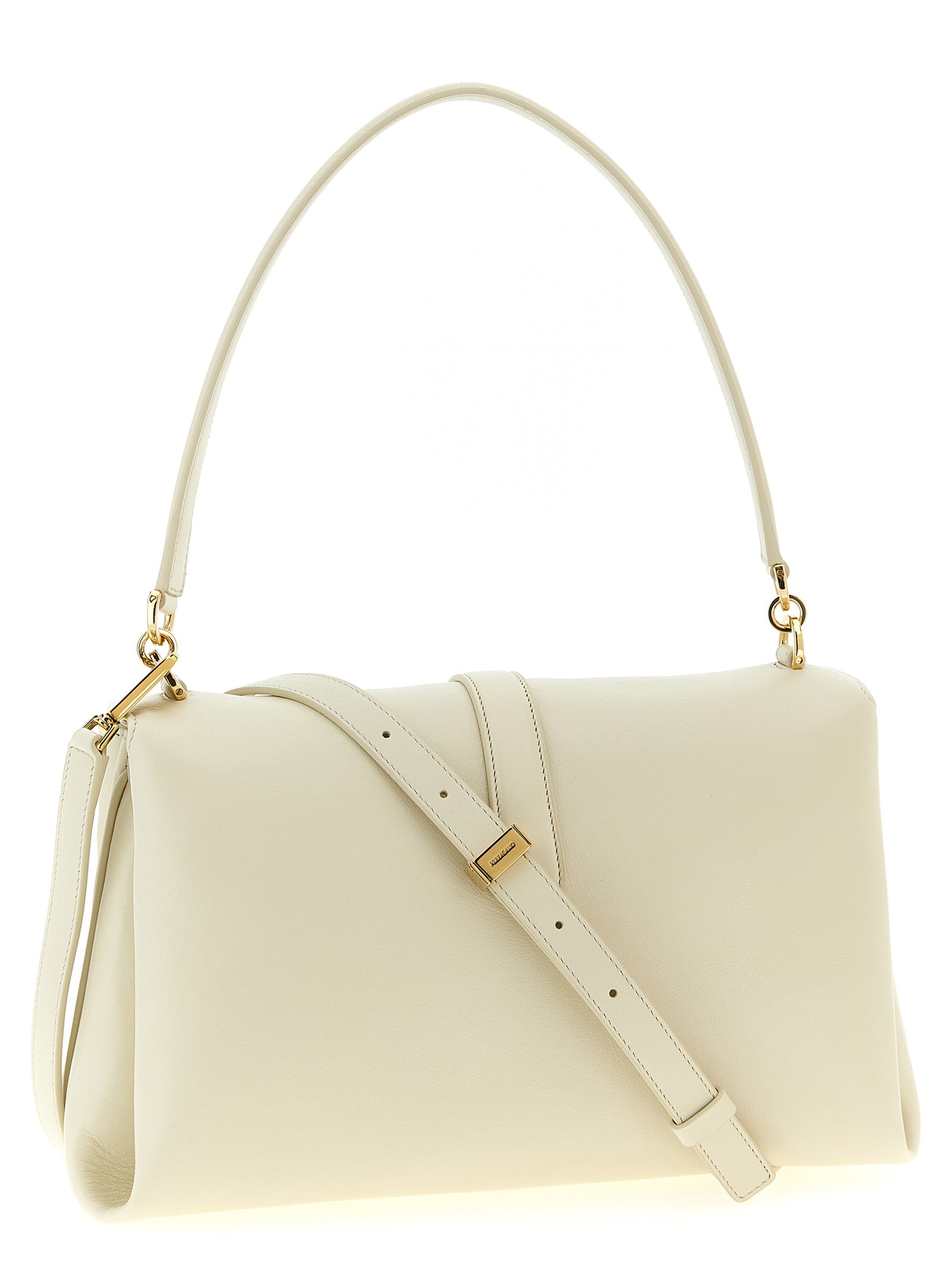 Ferragamo Weiße Kalbsleder-Schultertasche