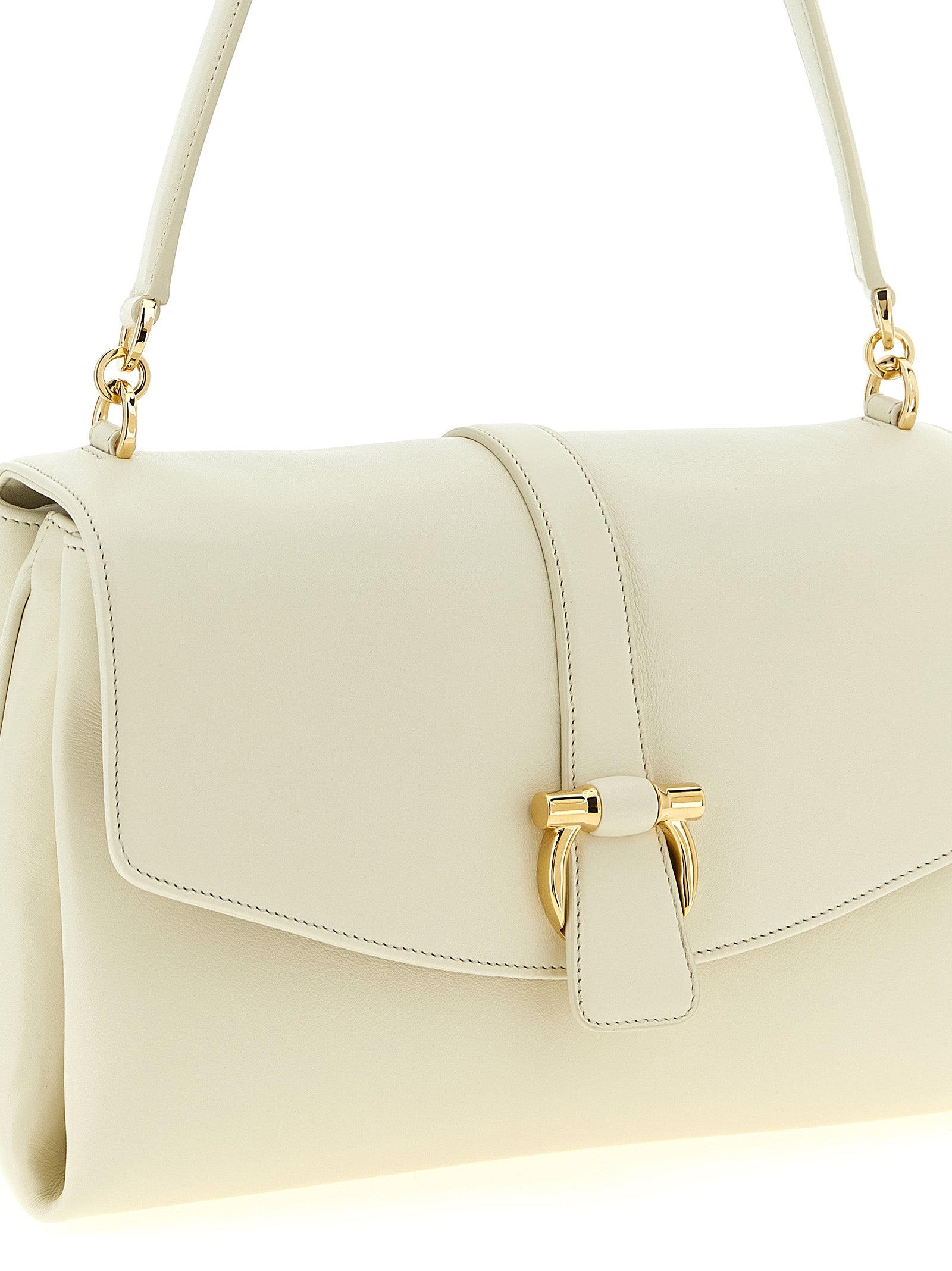 Ferragamo Weiße Kalbsleder-Schultertasche