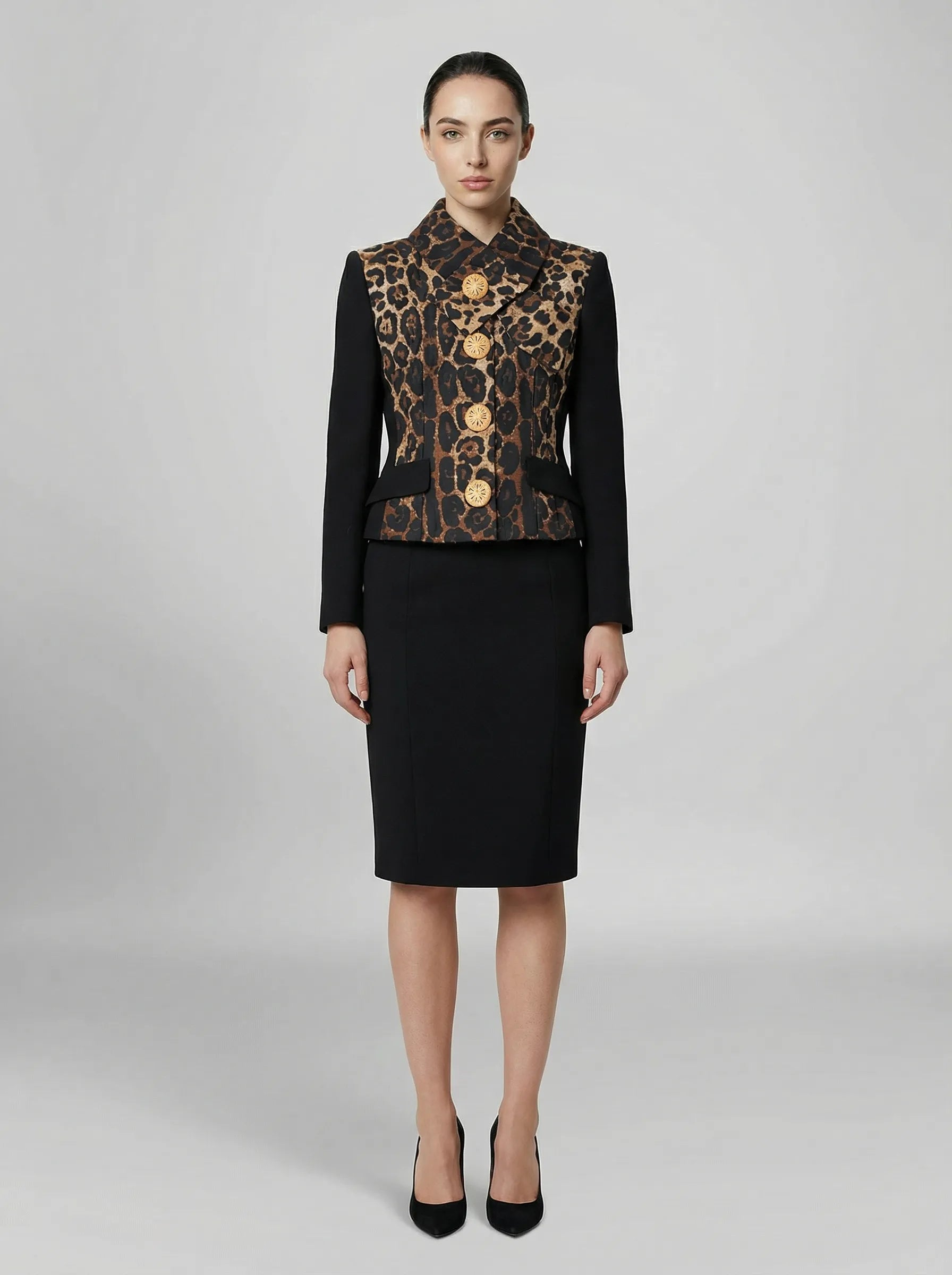 Dolce & Gabbana Schwarze Jacke aus Metallic-Faser, durchgehend