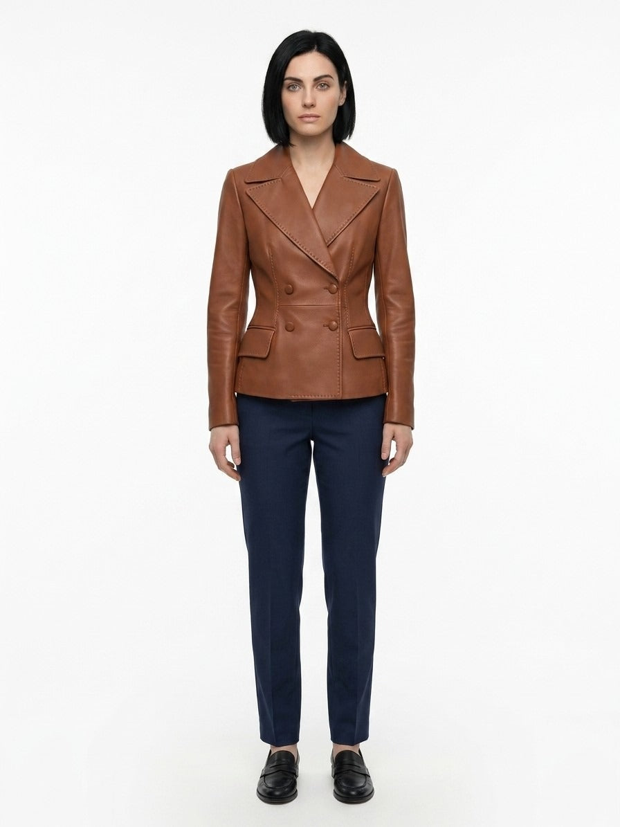 Dolce & Gabbana Braune Kalbslederjacke