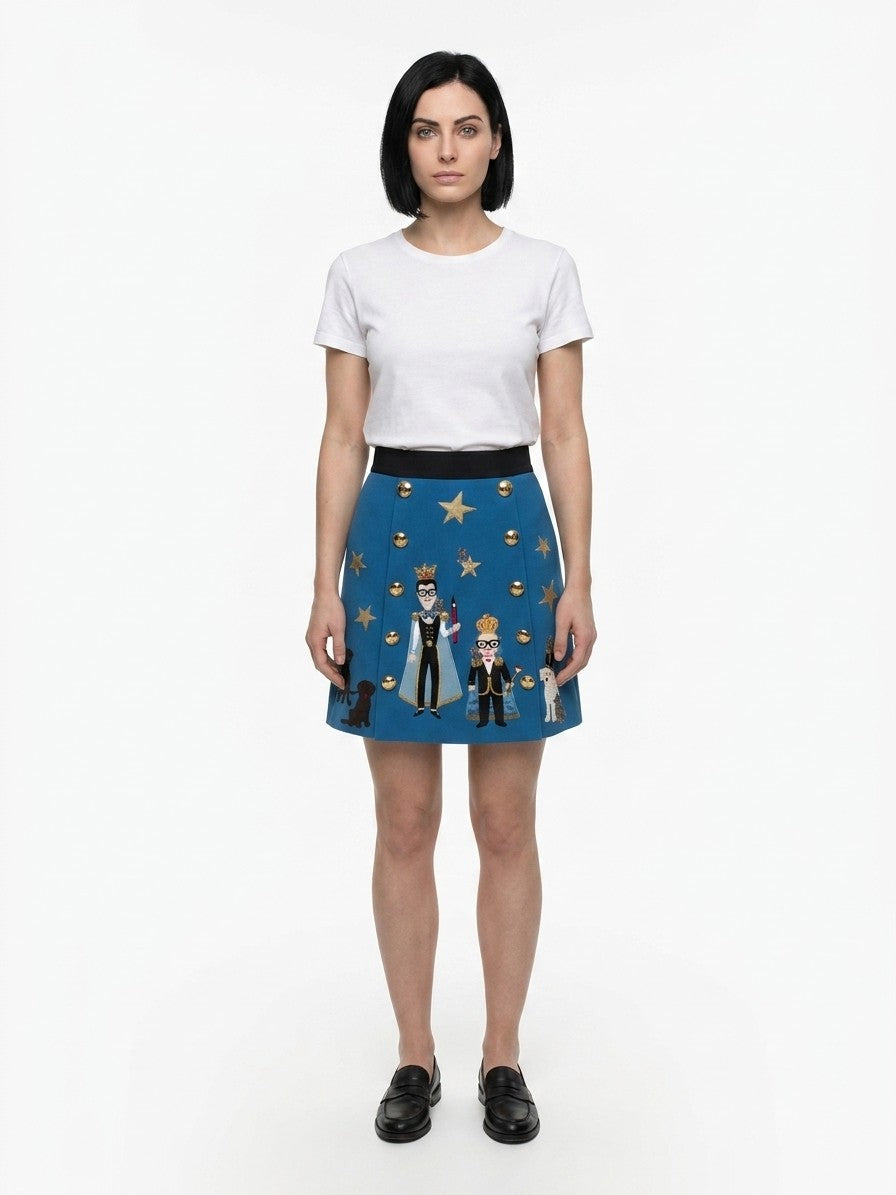 Dolce & Gabbana Minirock aus Stretch-Wolle in Petrol