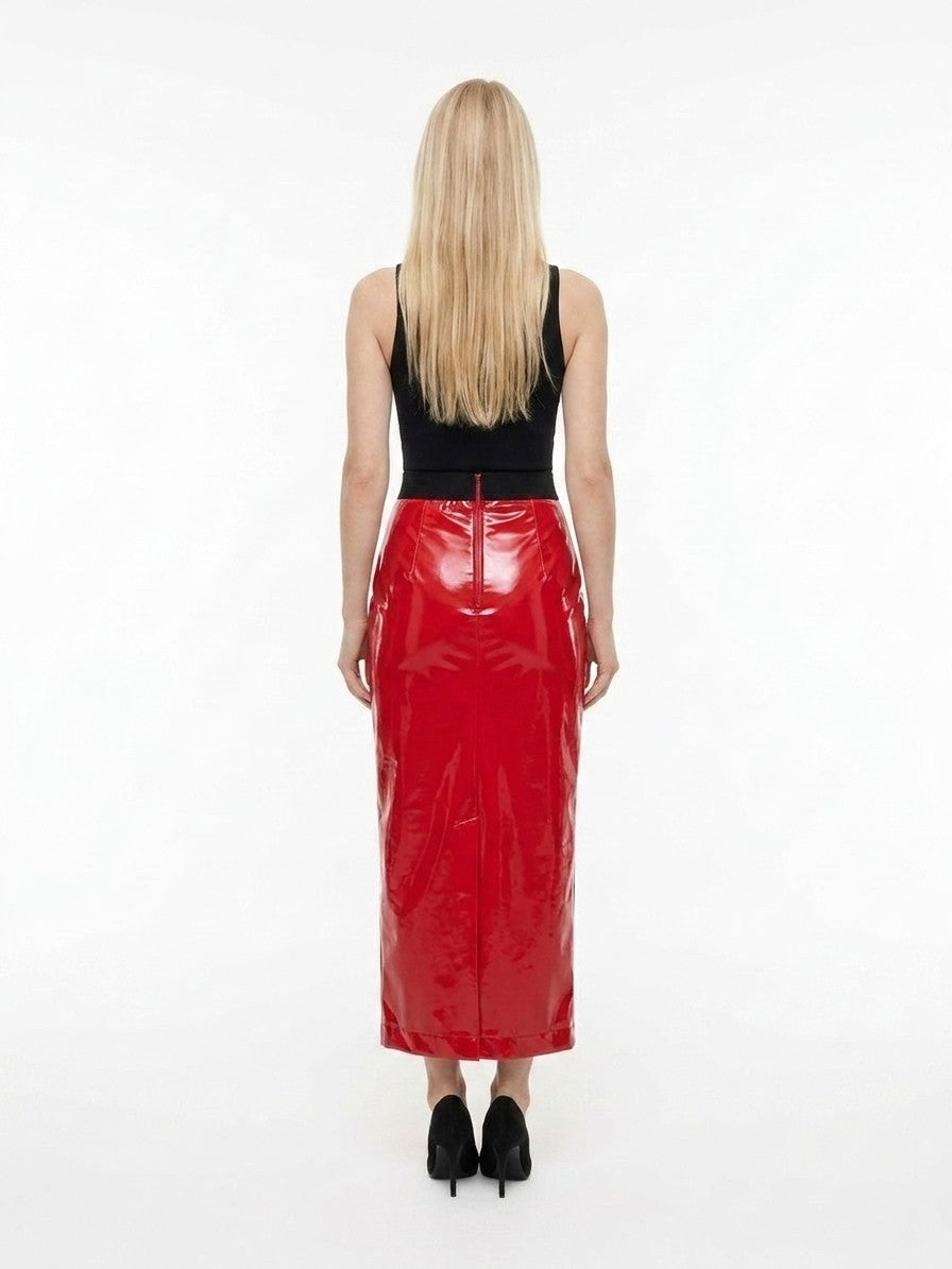 Dolce & Gabbana Roter Elastan-Maxirock