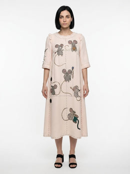 Dolce & Gabbana Cremefarbenes Polyester-Freizeitkleid