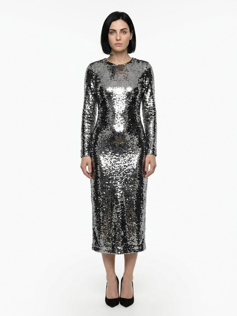 Dolce & Gabbana Silbernes Cocktailkleid aus Polyester