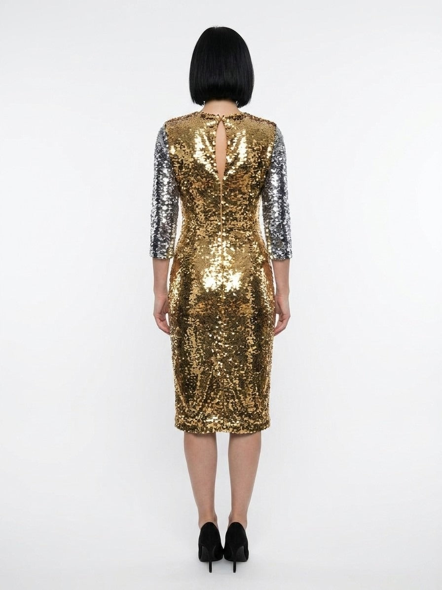 Dolce & Gabbana Silbernes Cocktailkleid aus Polyester