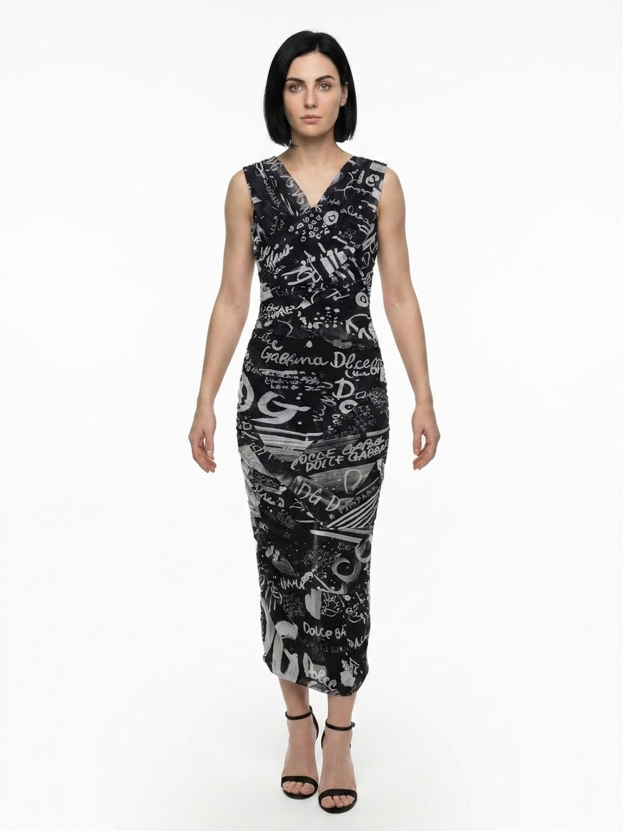 Dolce & Gabbana Zweifarbige Elastan-Freizeitkleid