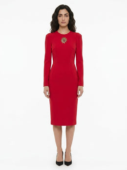 Dolce & Gabbana Rotes Etui-Kleid aus Acetat
