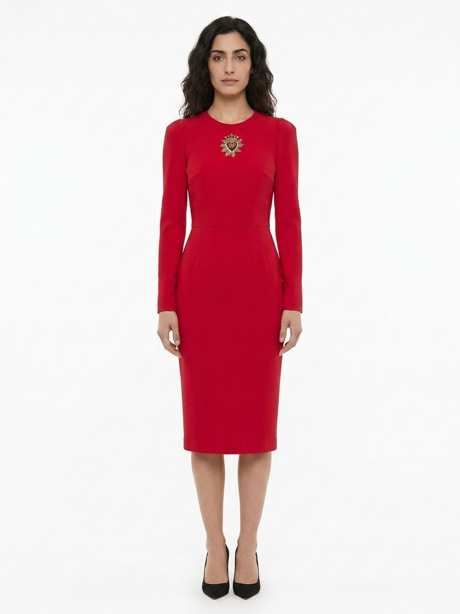 Dolce & Gabbana Rotes Etui-Kleid aus Acetat