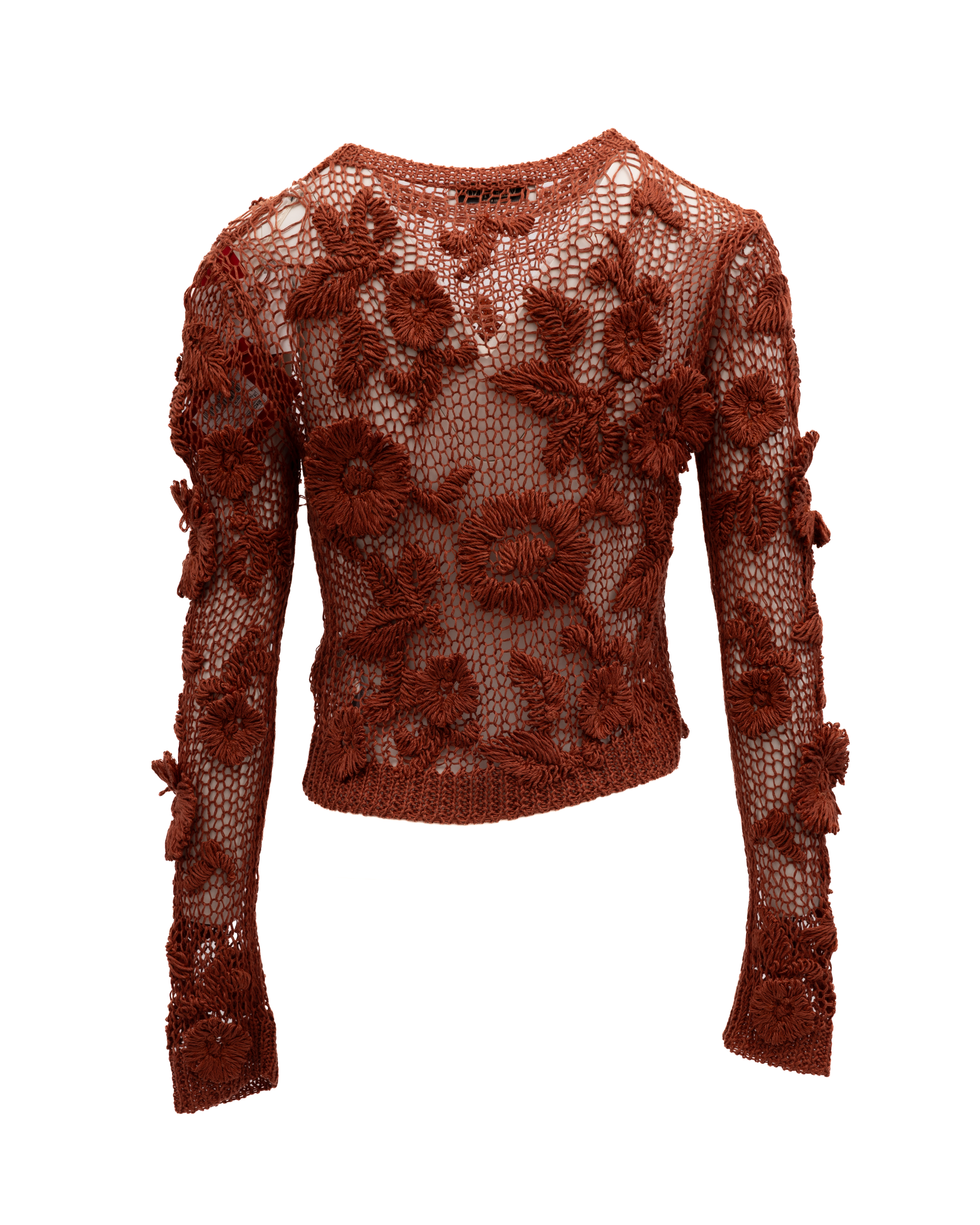 Valentino Garavani Häkel-Top mit Blumenmuster in Rostrot