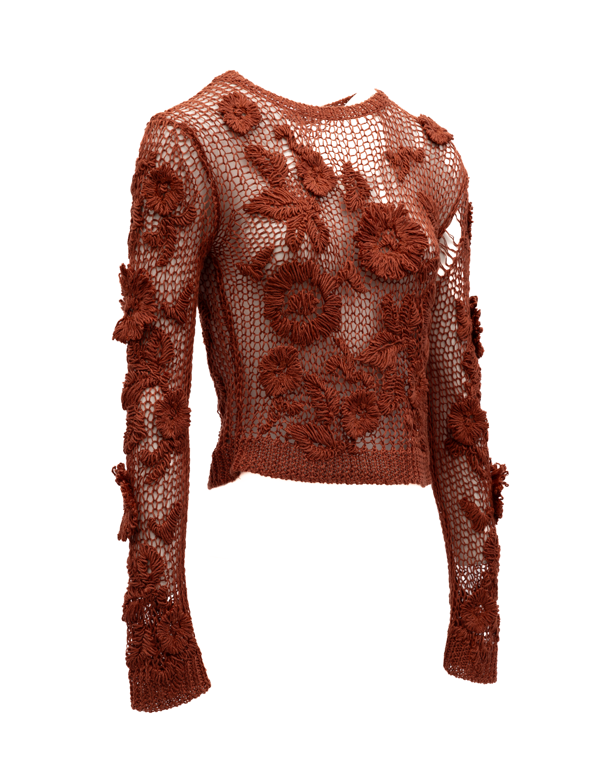 Valentino Garavani Häkel-Top mit Blumenmuster in Rostrot