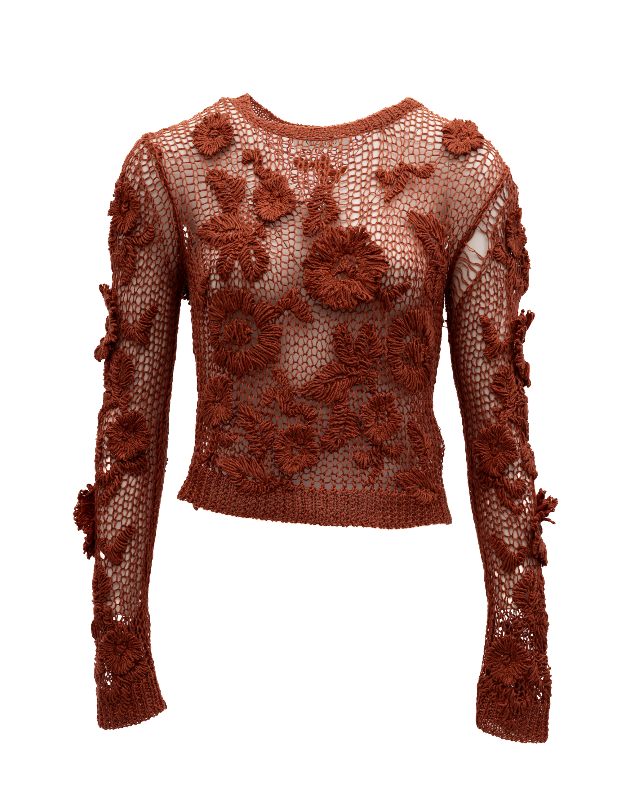 Valentino Garavani Häkel-Top mit Blumenmuster in Rostrot