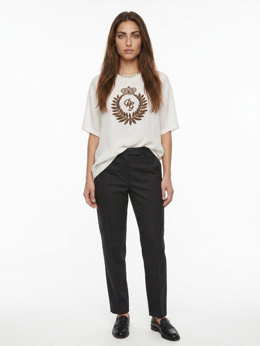 Dolce & Gabbana Weißes Seiden-T-Shirt