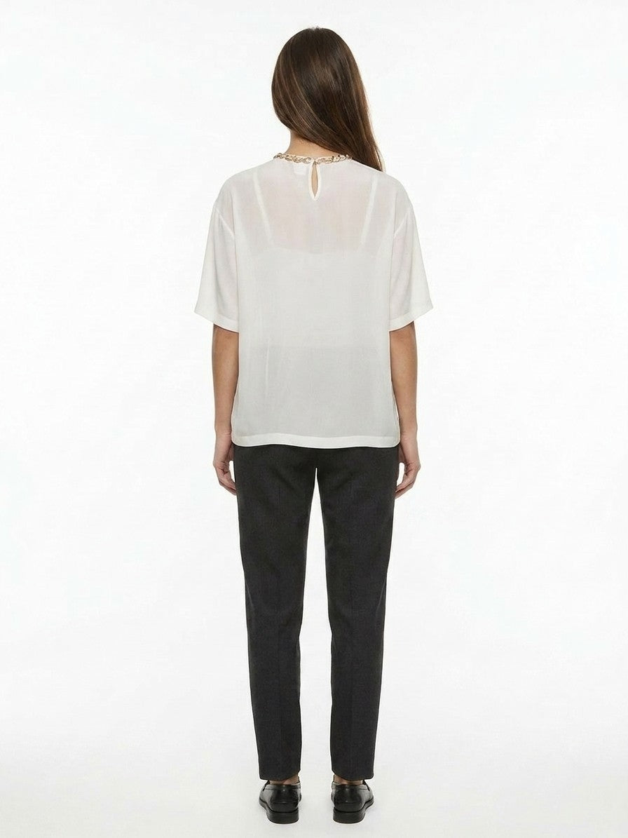 Dolce & Gabbana Weißes Seiden-T-Shirt