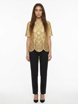 Dolce & Gabbana Gold Marabou Bluse