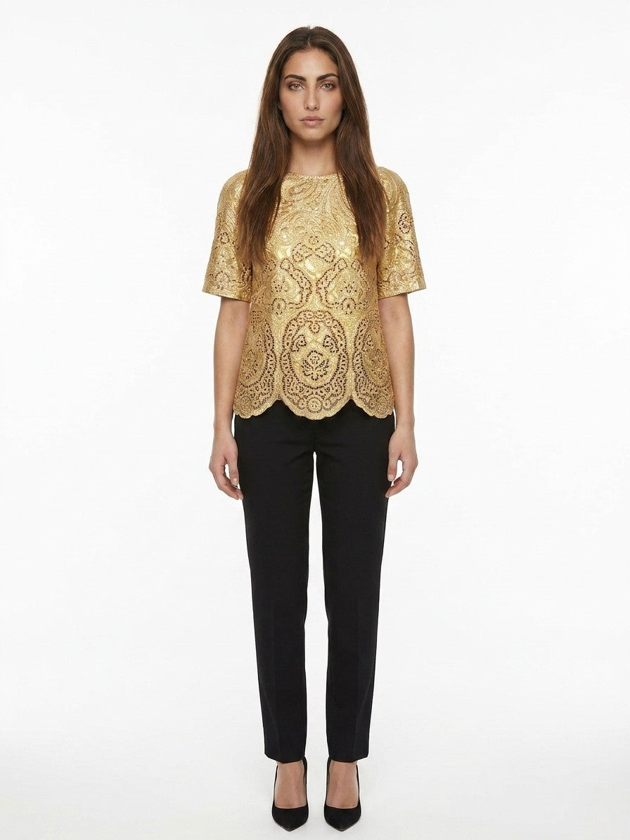 Dolce & Gabbana Gold Marabou Bluse
