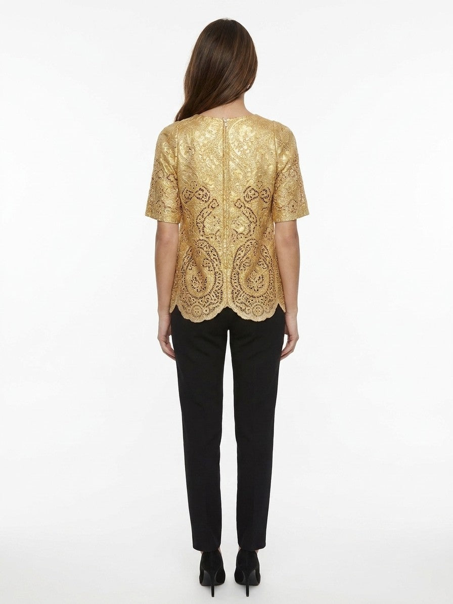 Dolce & Gabbana Gold Marabou Bluse