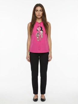 Dolce & Gabbana Ärmelloses T-Shirt aus pinkfarbenem Elastan