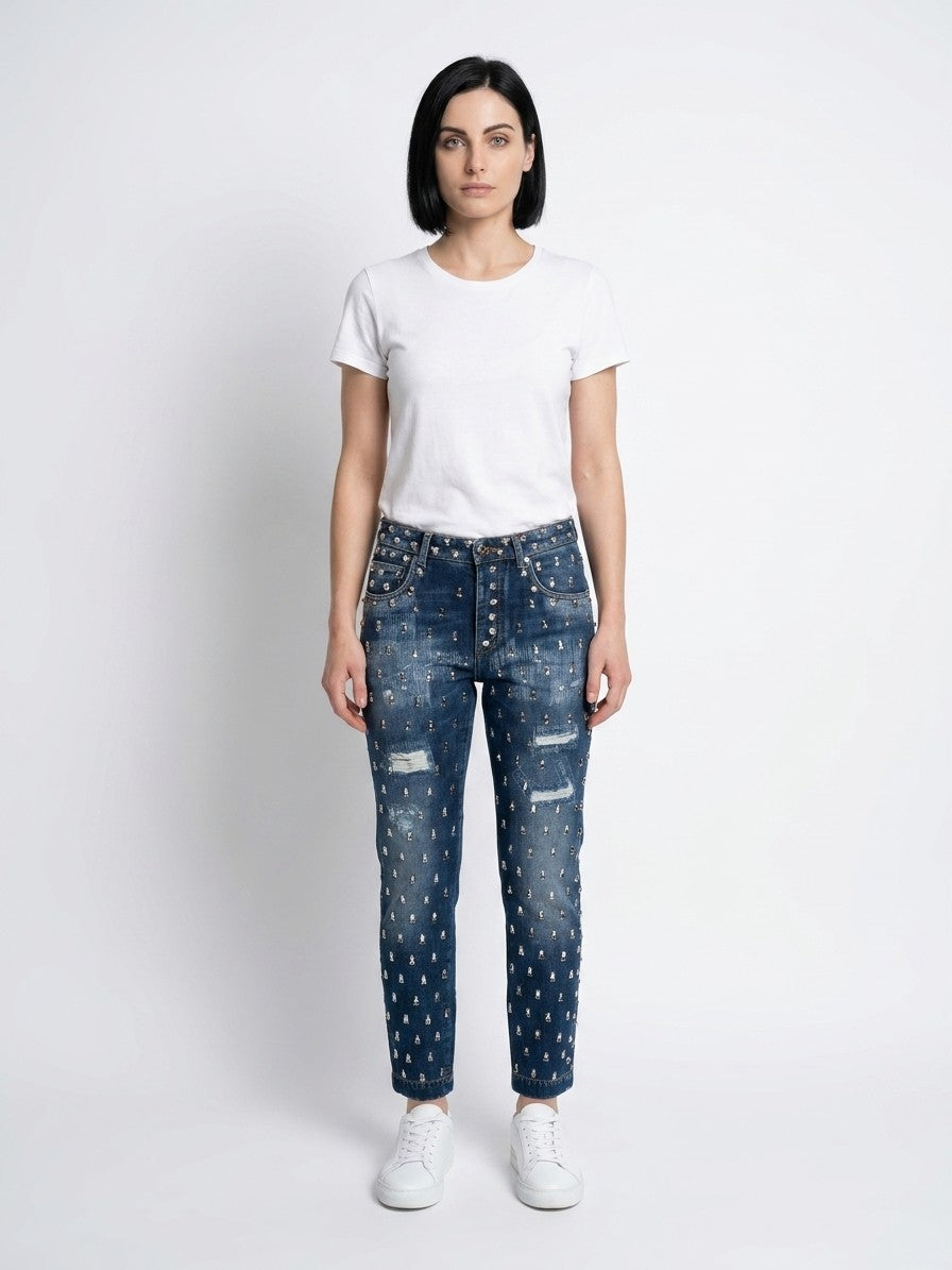 Dolce & Gabbana Mehrfarbige Baumwoll-Boyfriend-Jeans