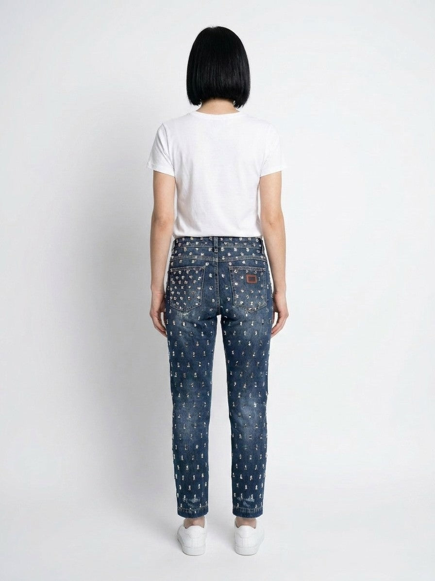 Dolce & Gabbana Mehrfarbige Baumwoll-Boyfriend-Jeans