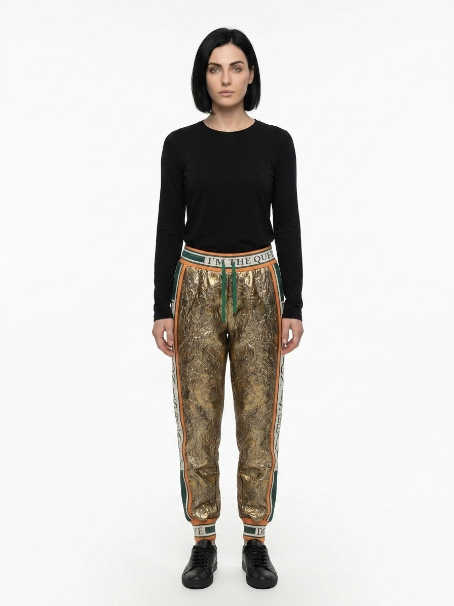 Dolce & Gabbana Leggings aus goldfarbenem Metallic-Garn