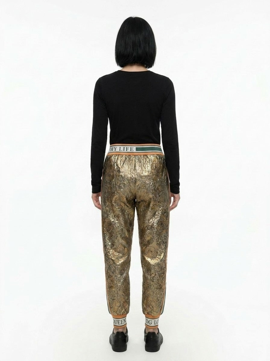 Dolce & Gabbana Leggings aus goldfarbenem Metallic-Garn