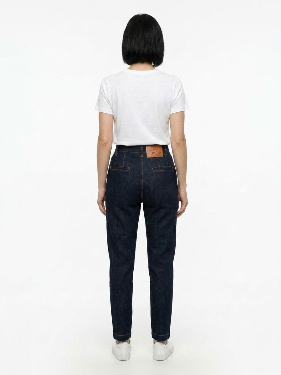 Dolce & Gabbana Marineblaue Baumwoll-Jeans im geraden Schnitt