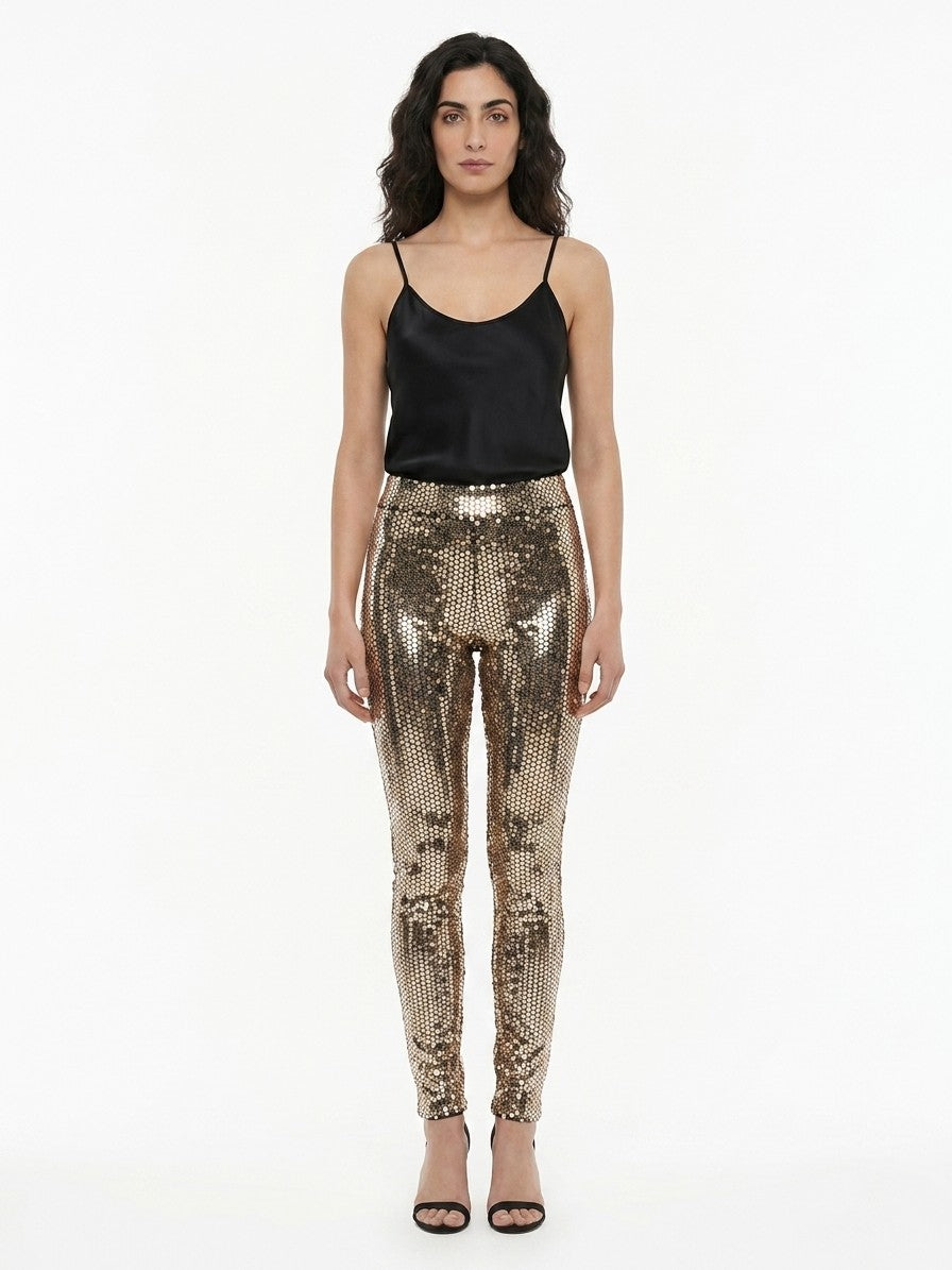 Dolce & Gabbana Goldfarbene Hose aus Elasthan