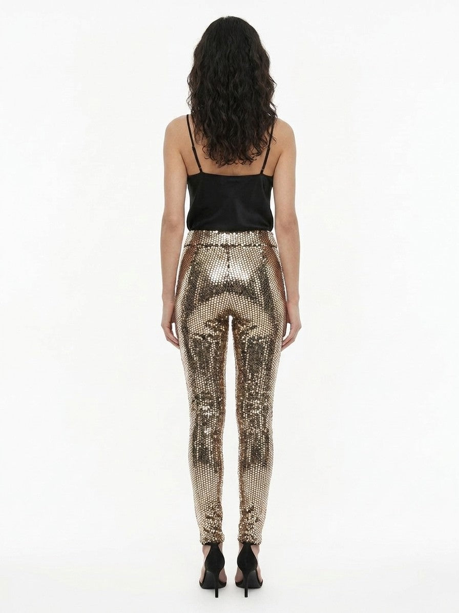 Dolce & Gabbana Goldfarbene Hose aus Elasthan
