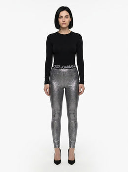 Dolce & Gabbana Graue Polyester-Leggings