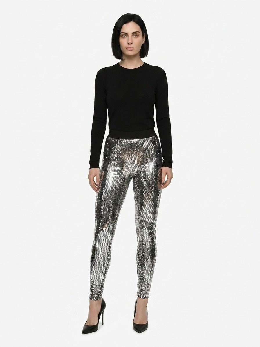Dolce & Gabbana Silberne Baumwollleggings