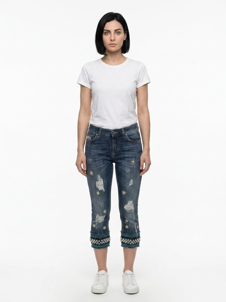 Dolce & Gabbana Blaue Cropped Jeans aus Baumwolle