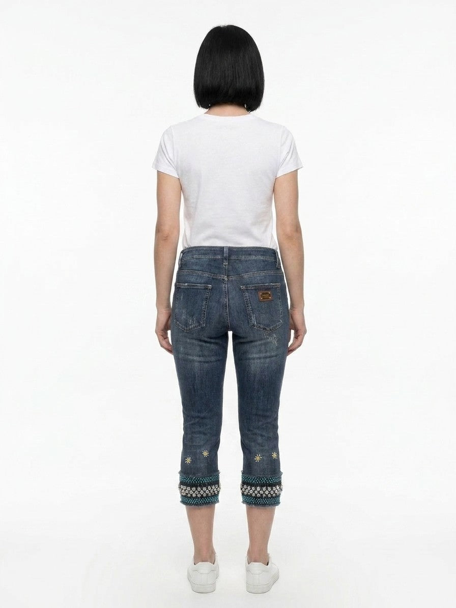 Dolce & Gabbana Blaue Cropped Jeans aus Baumwolle