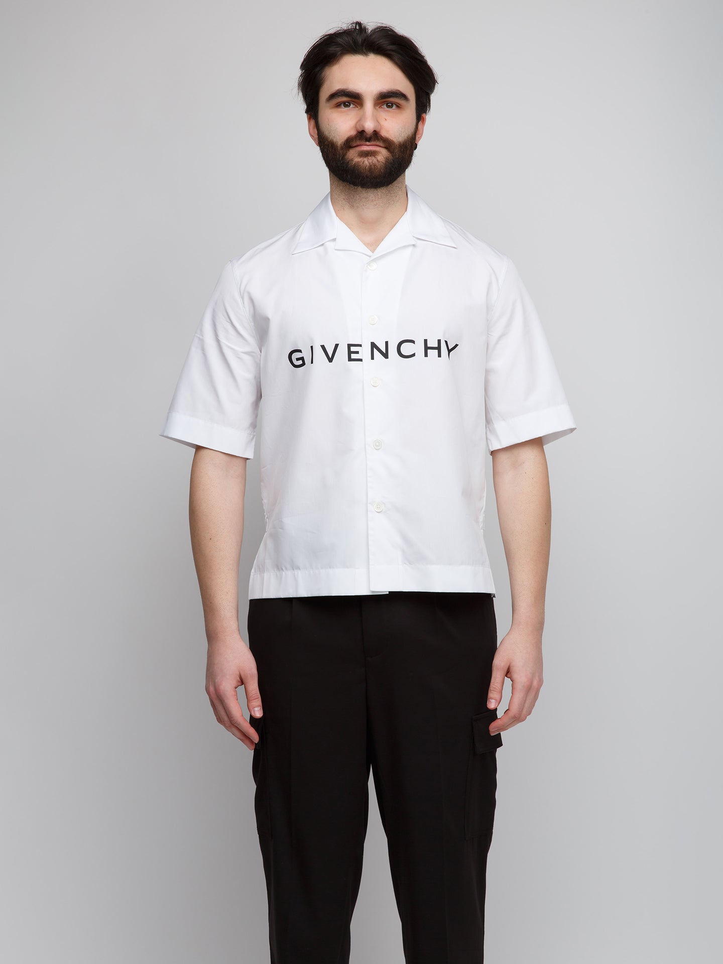Givenchy Zweifarbige Baumwoll-Kurzarmbluse