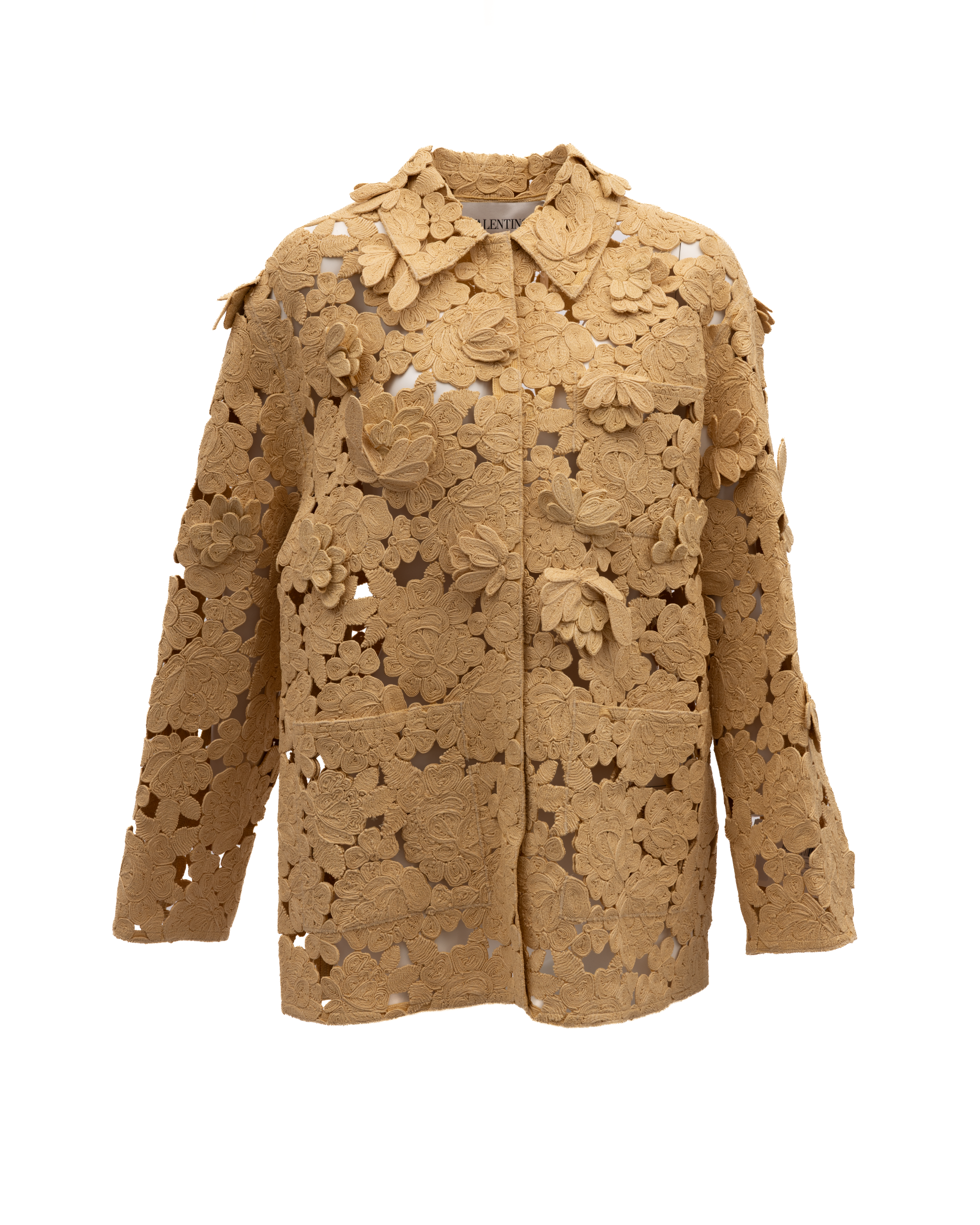 Valentino Garavani Beige Blumen-Spitzenjacke
