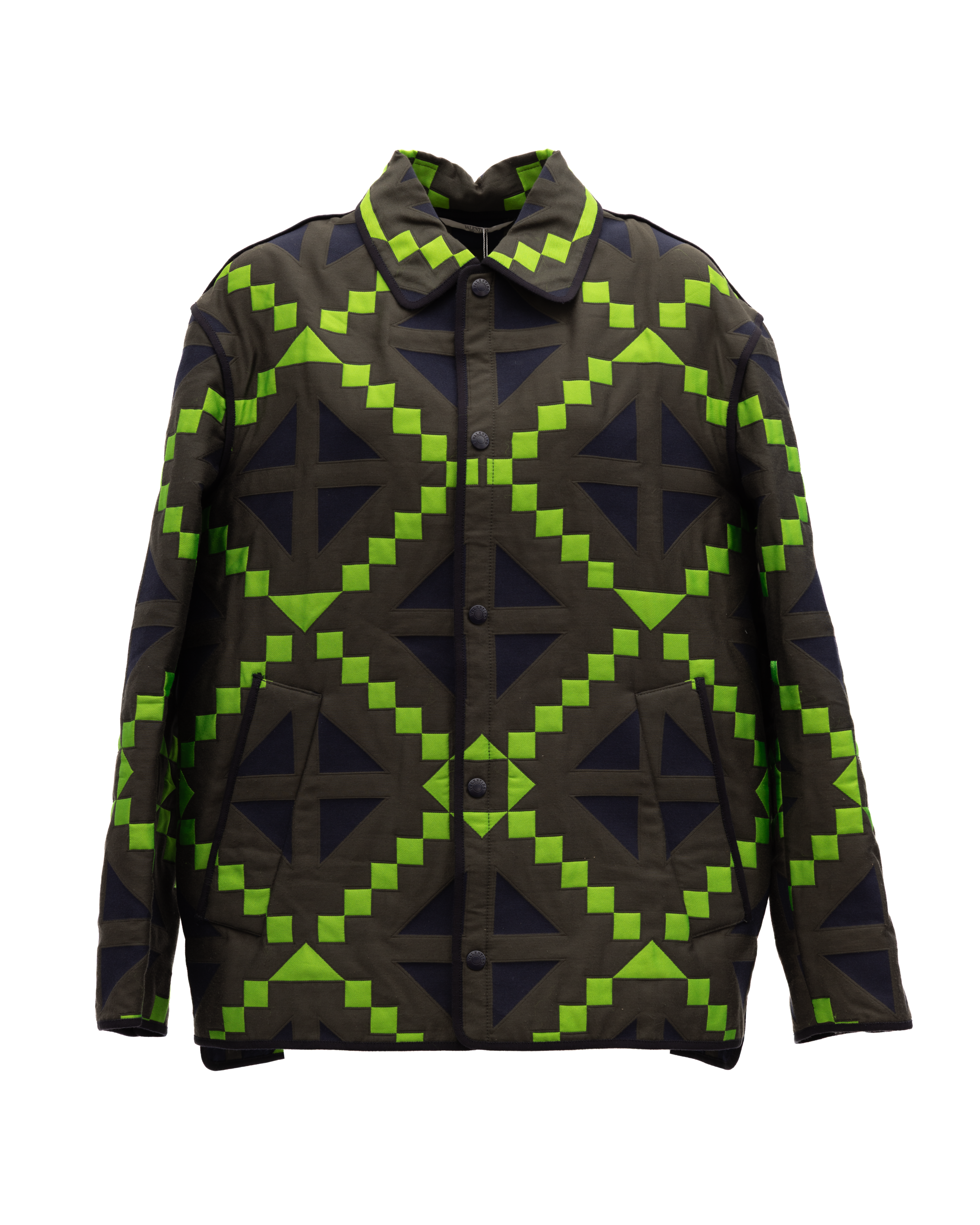 Valentino Garavani Grüne geometrische Knopfjacke