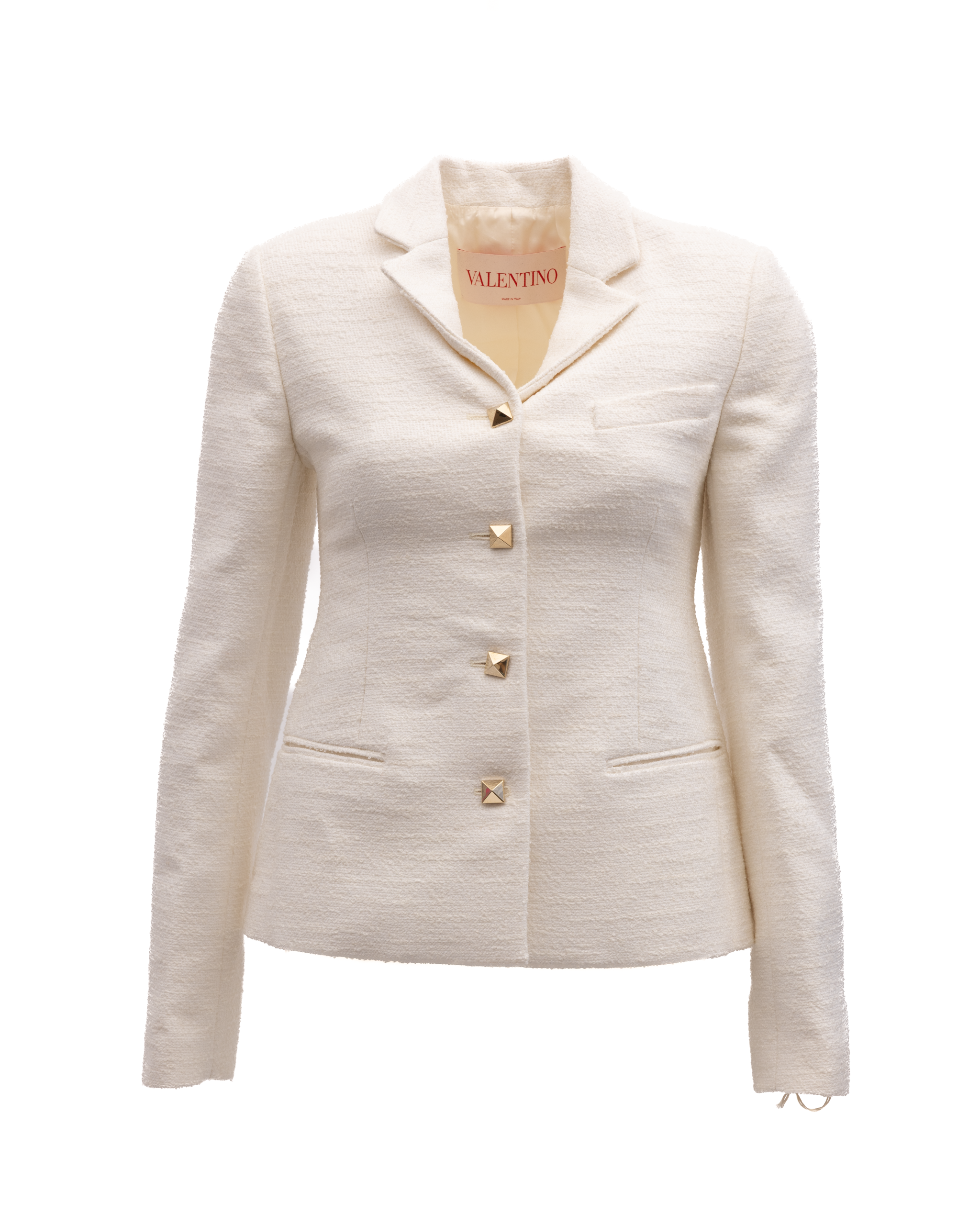 Valentino Garavani Massgeschneiderter Blazer von Off-White mit goldenen Nietenknöpfen