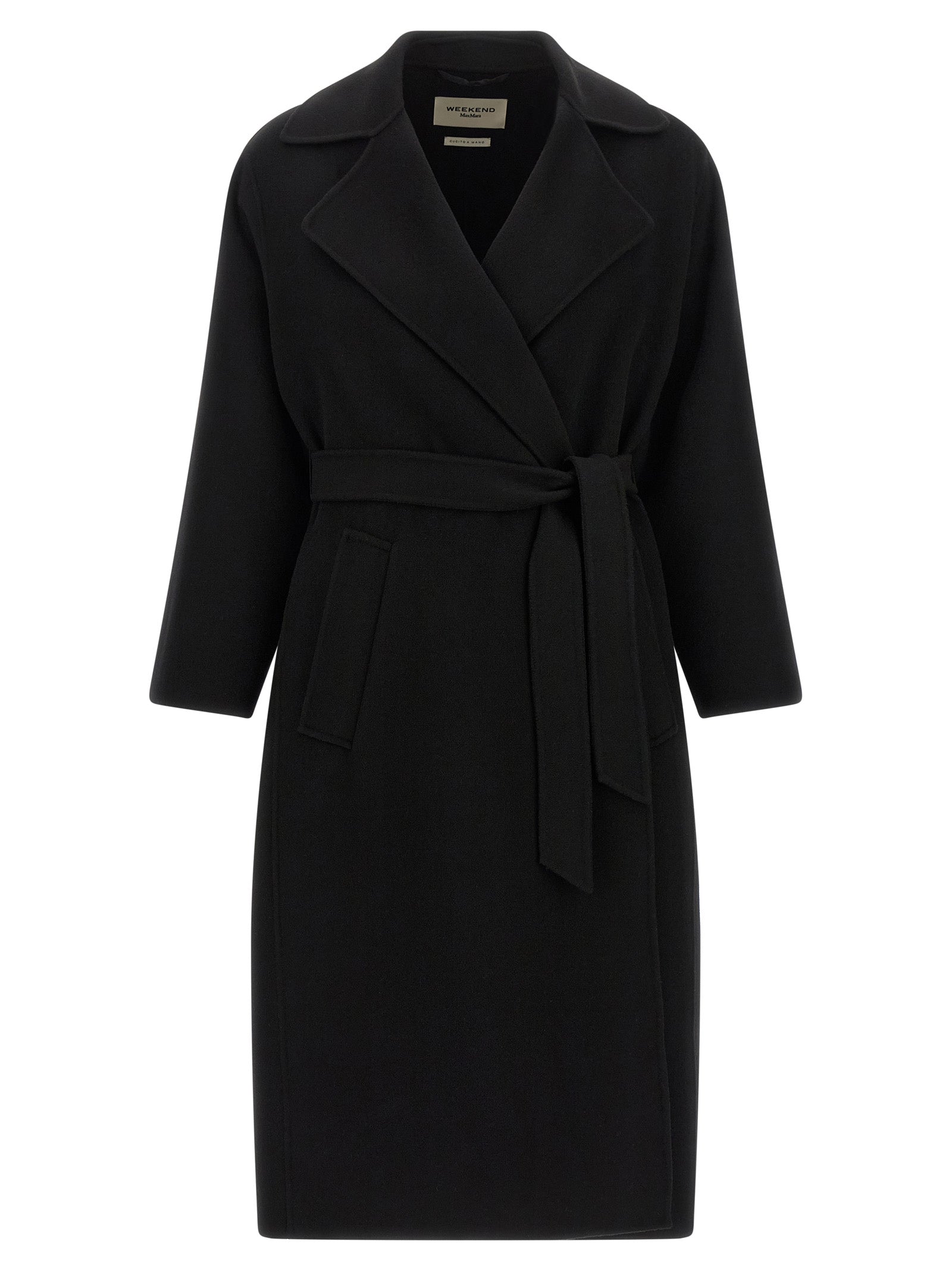 Max Mara Schwarzer Wollmantel aus reiner Schurwolle