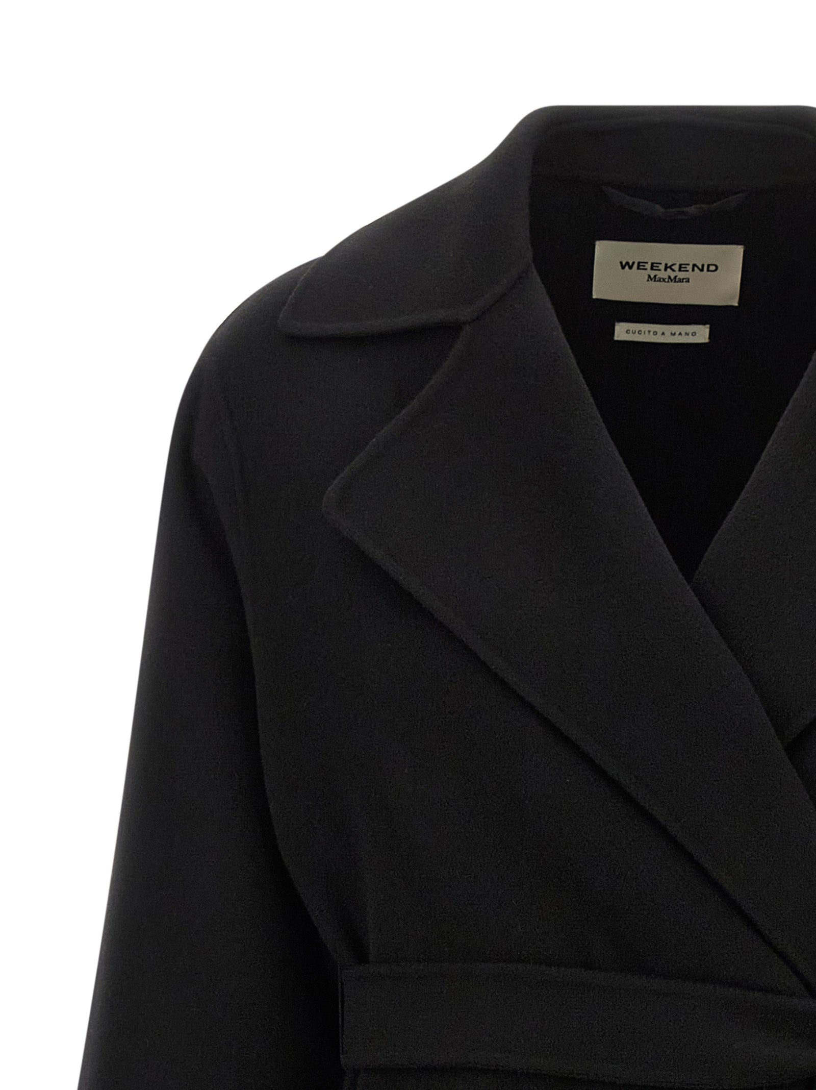 Max Mara Schwarzer Wollmantel aus reiner Schurwolle