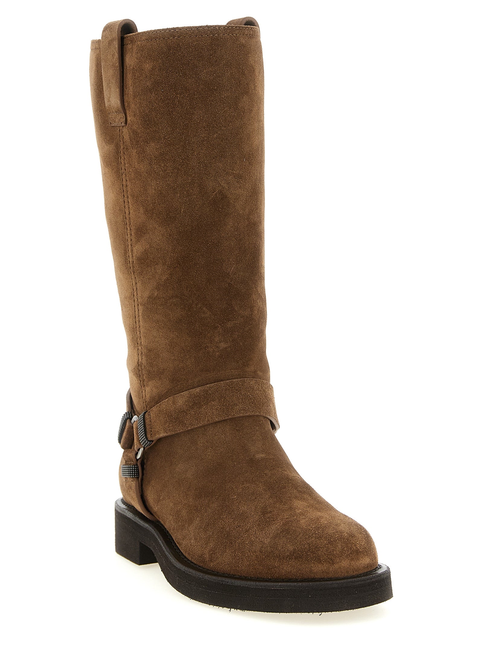 Brunello Cucinelli Braun Kalbsleder Overknee-Stiefel