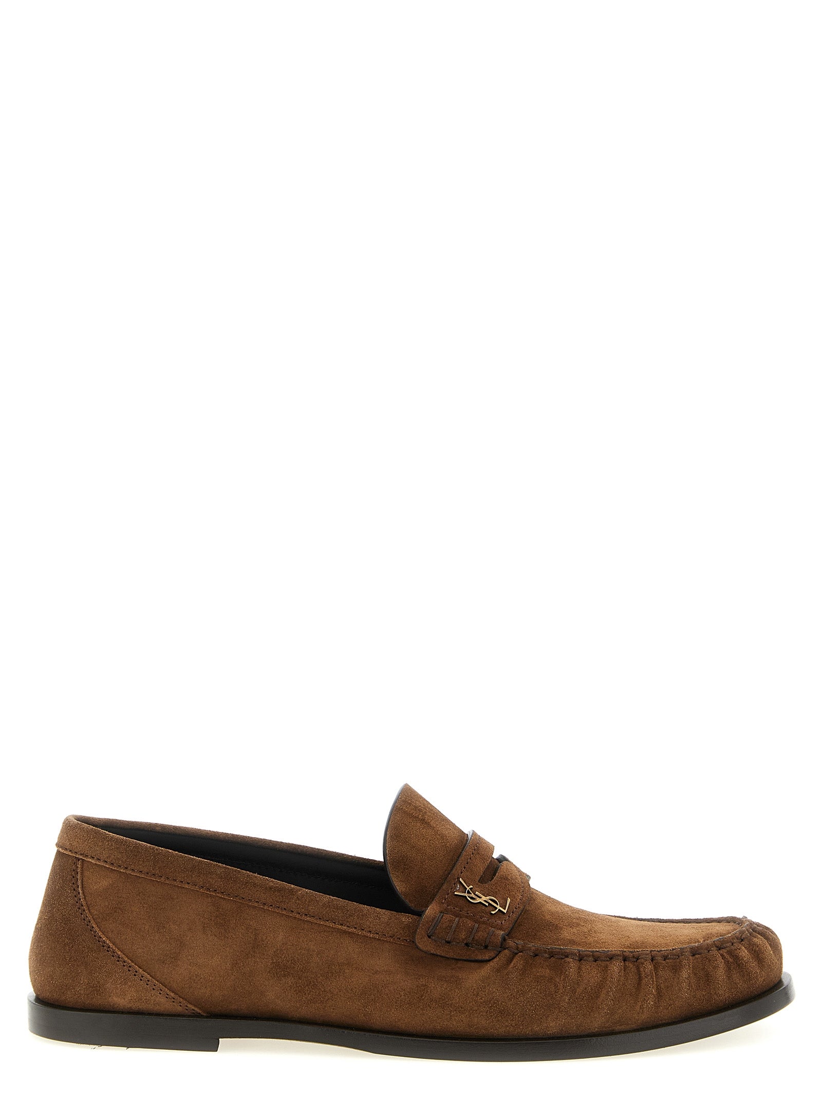 Saint Laurent Braune Kalbsleder-Slipper