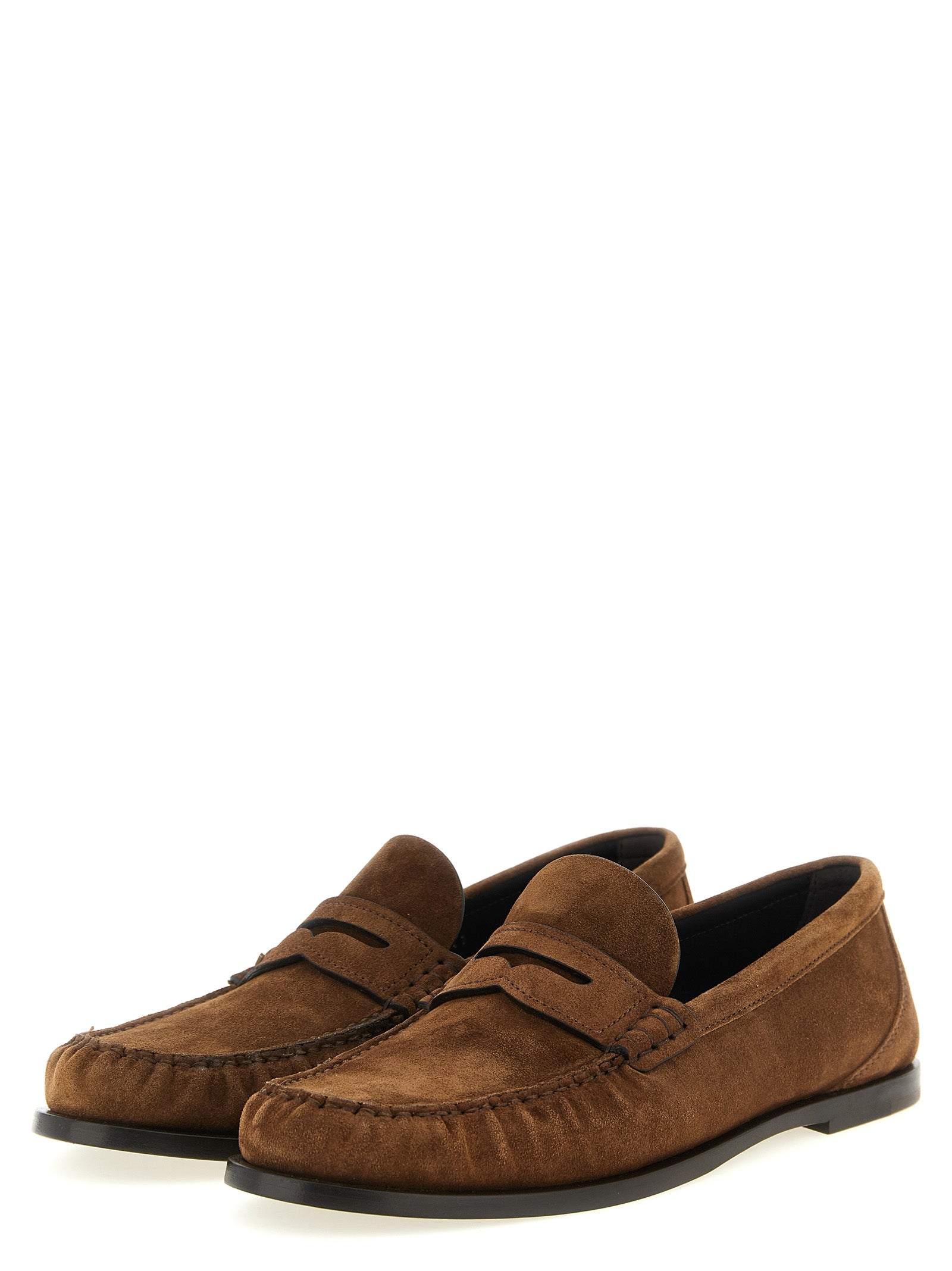 Saint Laurent Braune Kalbsleder-Slipper