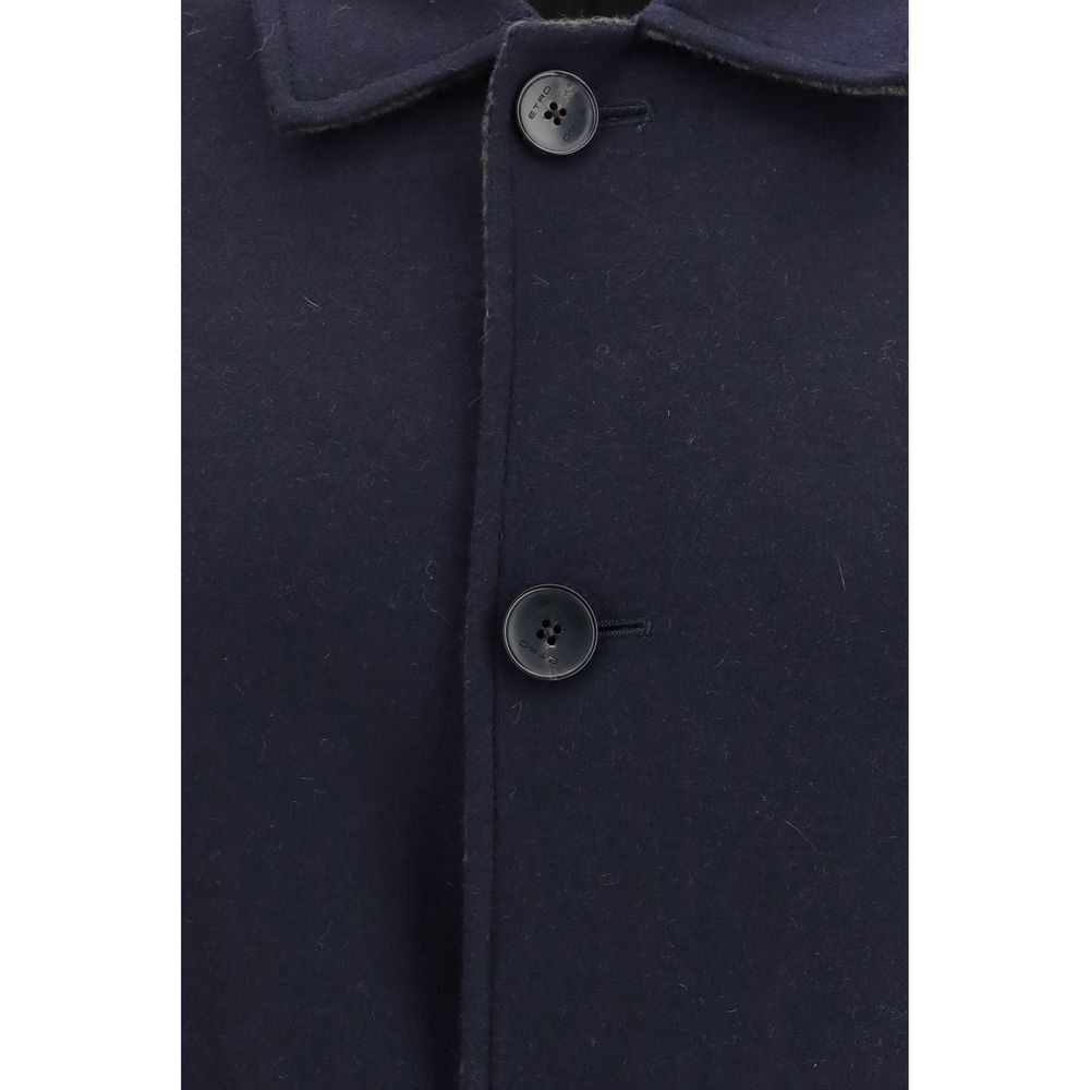 Etro Blauer Wollmantel Oves Aries
