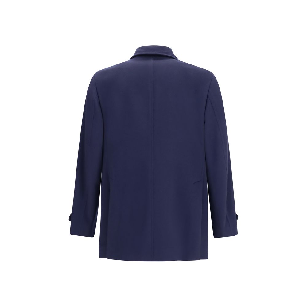 Brunello Cucinelli Blauer Wollmantel Oves Aries