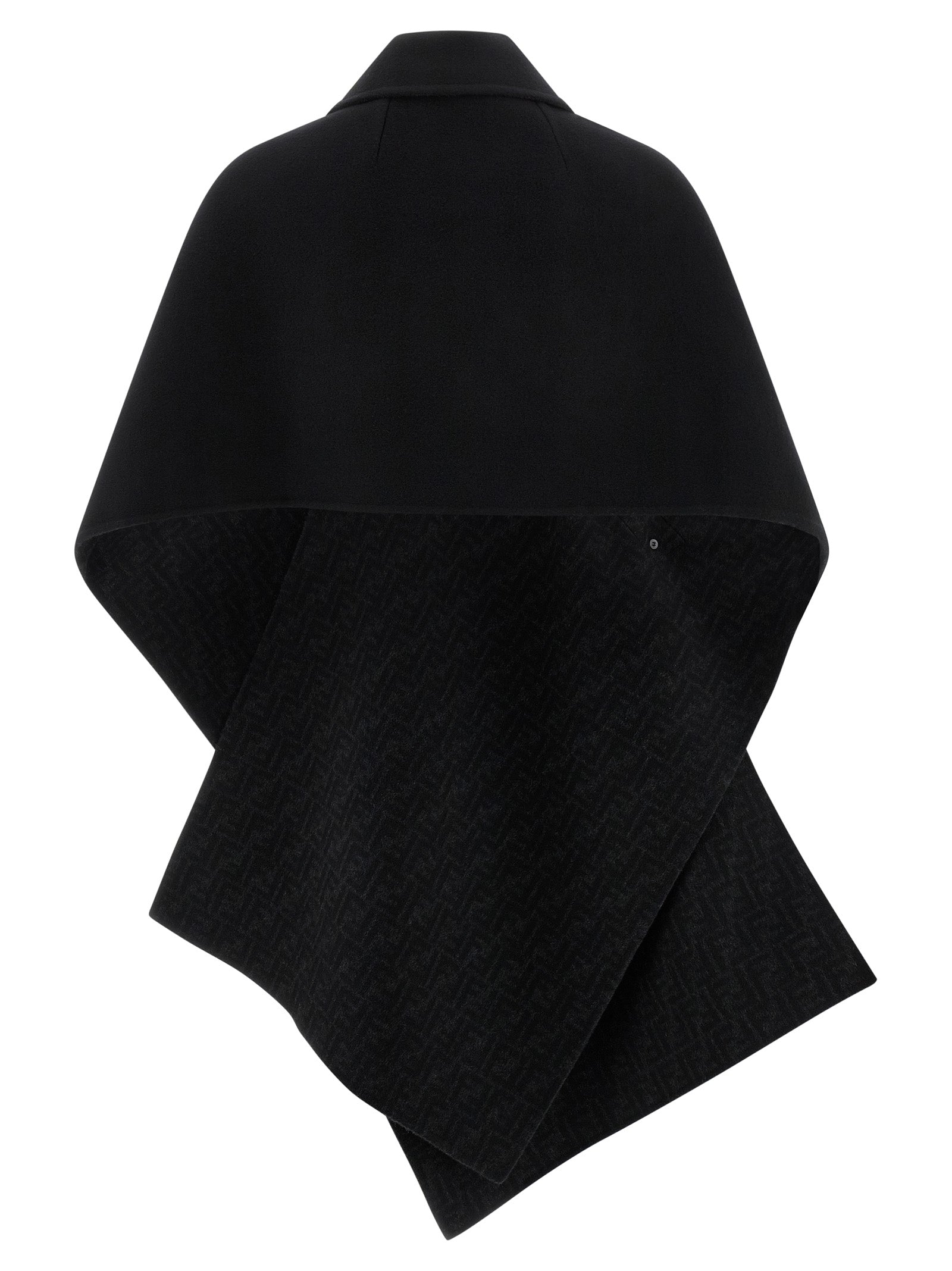 Fendi Schwarzer Wollmantel aus reiner Schurwolle