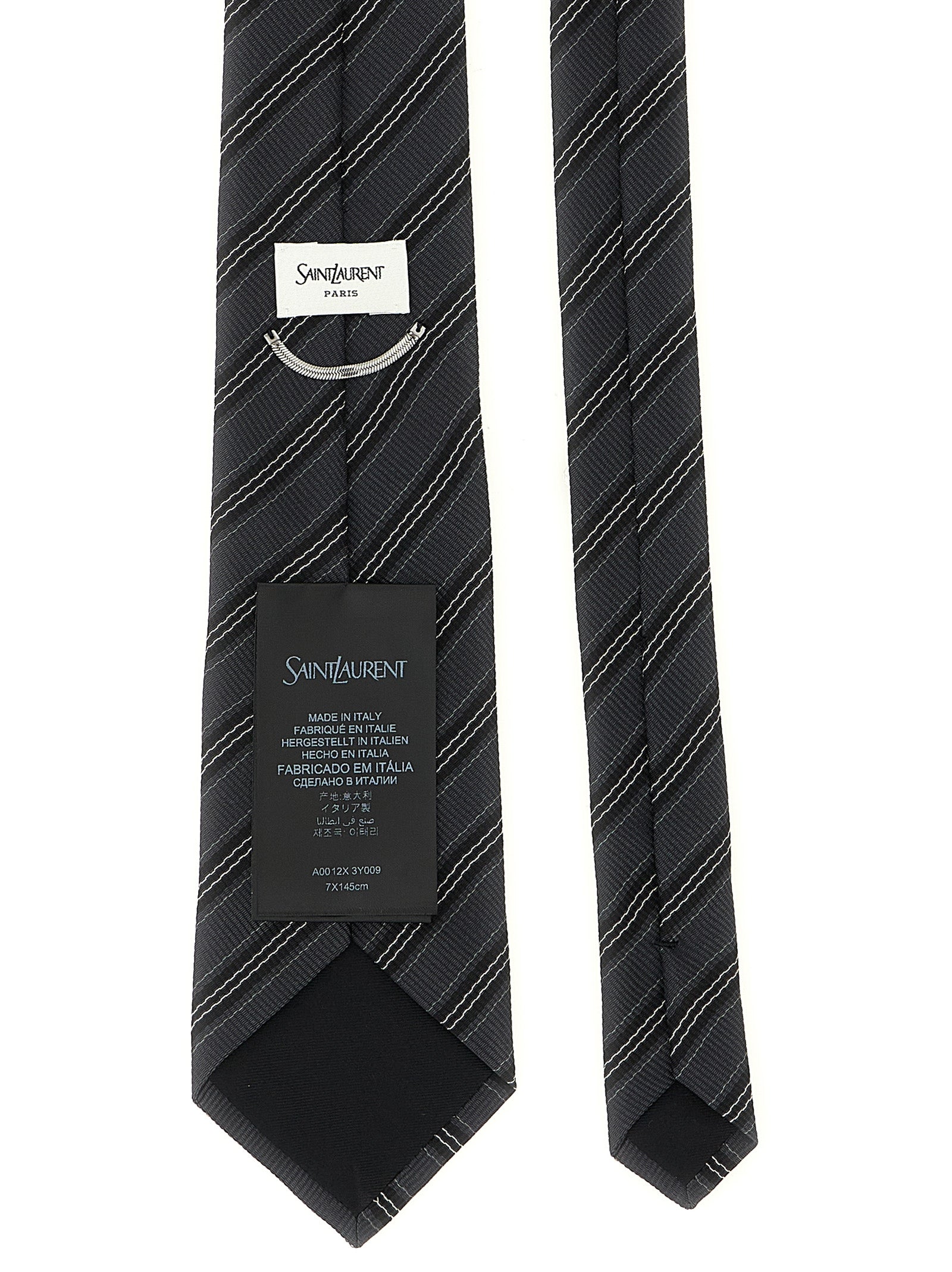 Saint Laurent Graue Seidenkrawatte