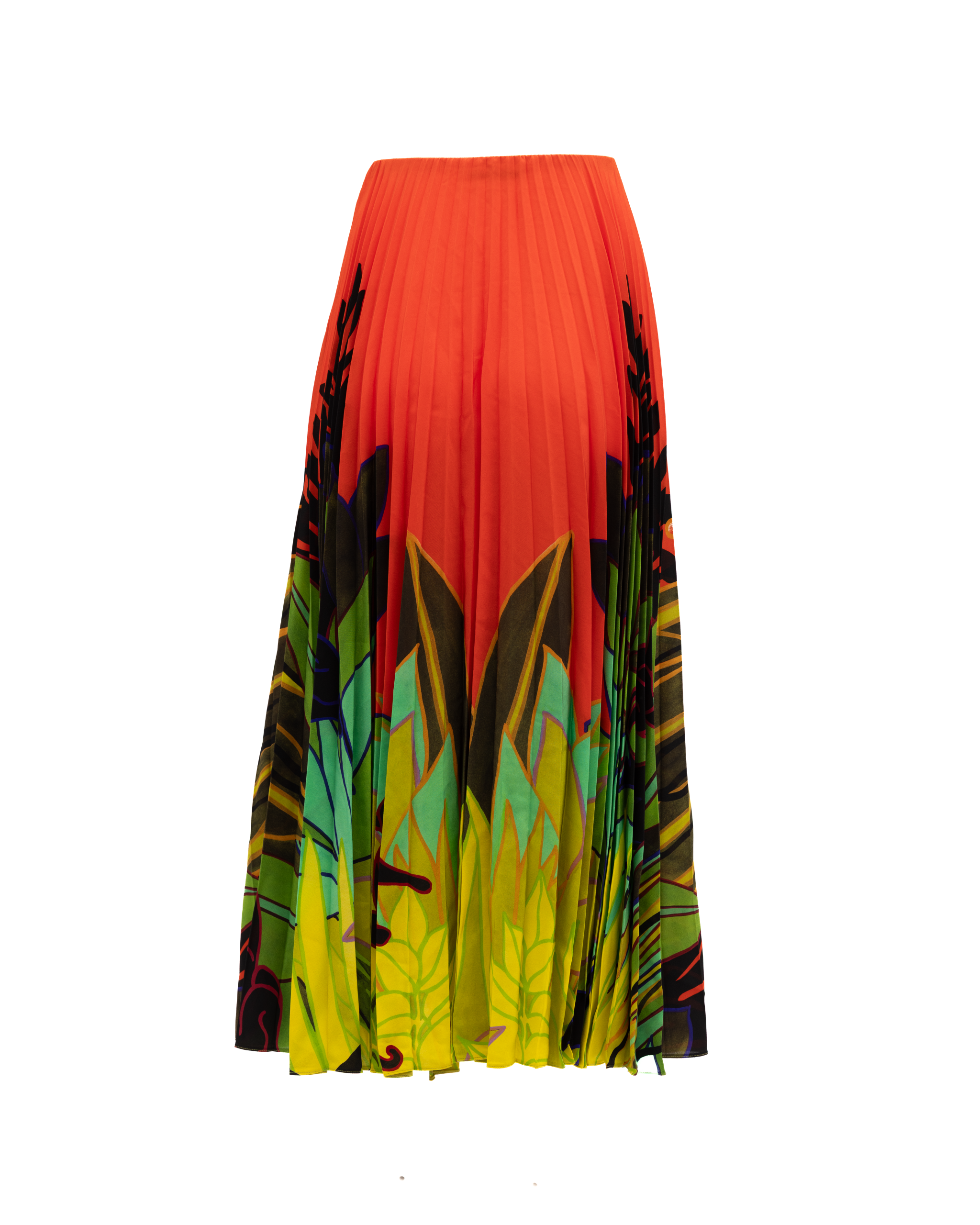 Valentino Garavani Orange Plissierter Blumenrock